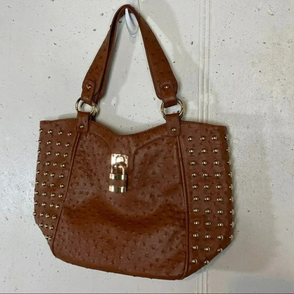 Expressions NYC studded Brown knobby shoulder bag - Picture 2 of 8